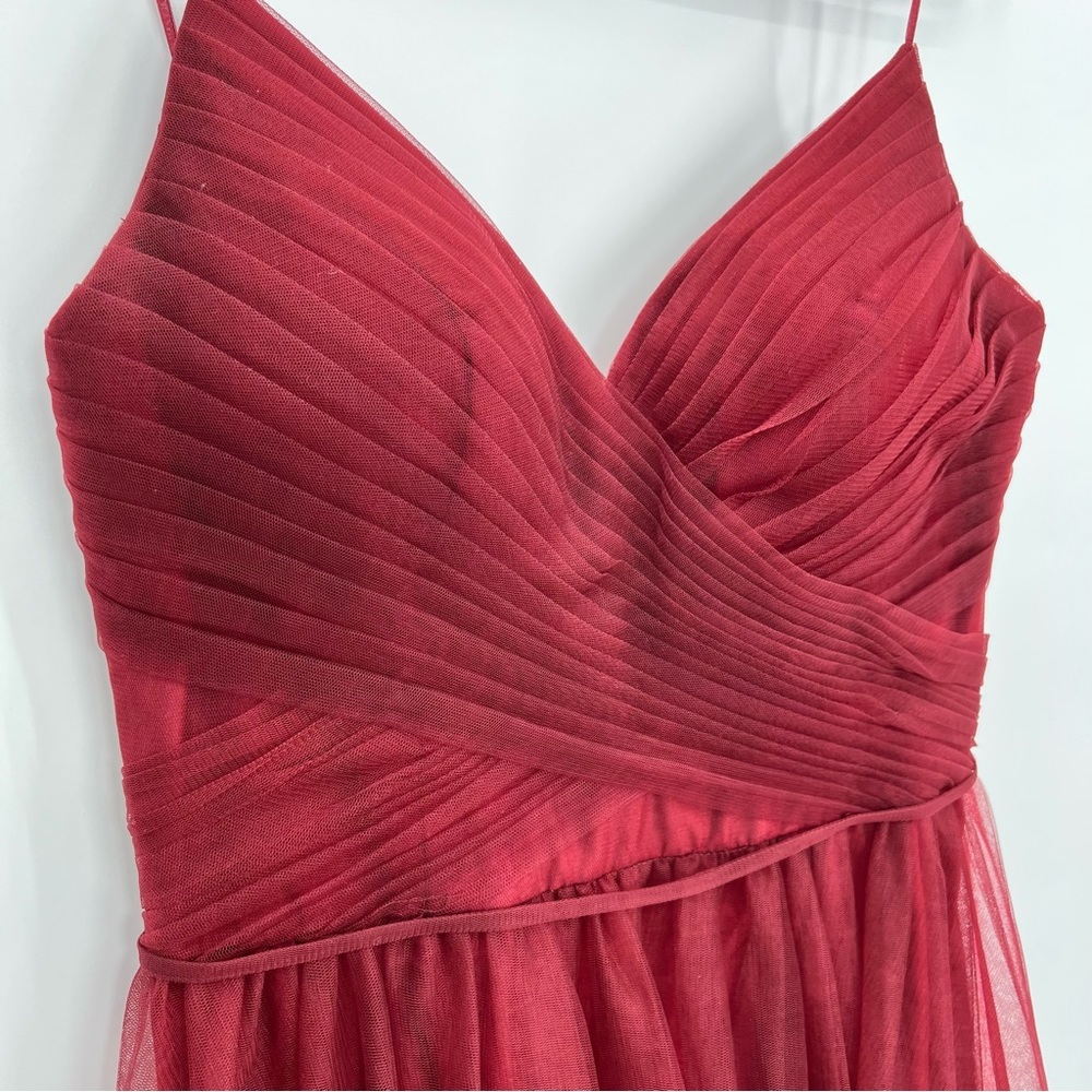 Anthropologie BHLDN Camden Dress Burgundy Red  Sweetheart Tulle Dress Bodice 14 - Picture 7 of 16
